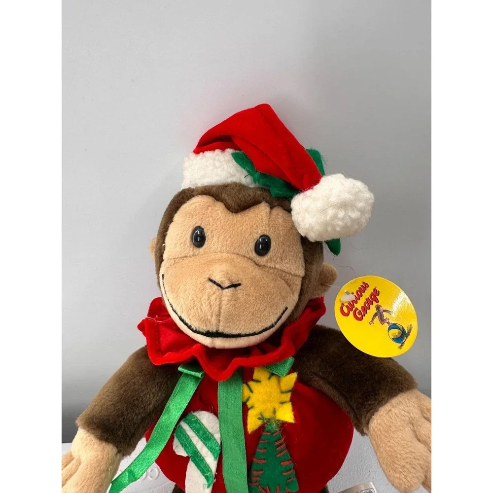 Vintage Curious George Christmas Holiday Plush Monkey Santa Toy‎ Network Stuffed